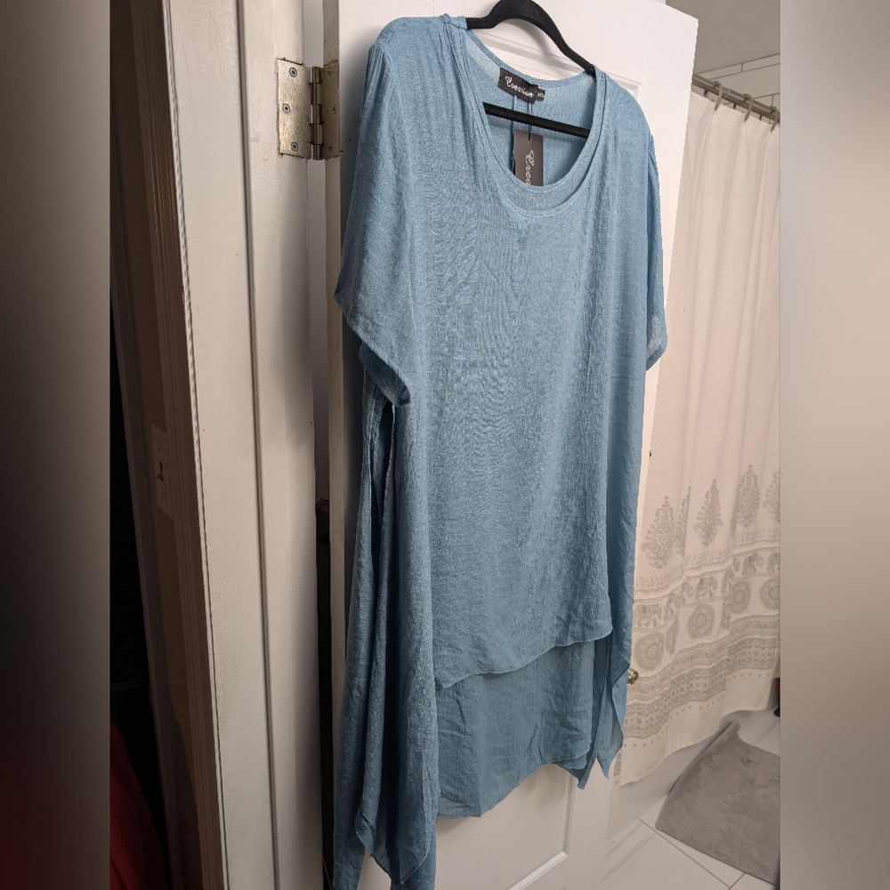 Light Blue Boho Tunic Top